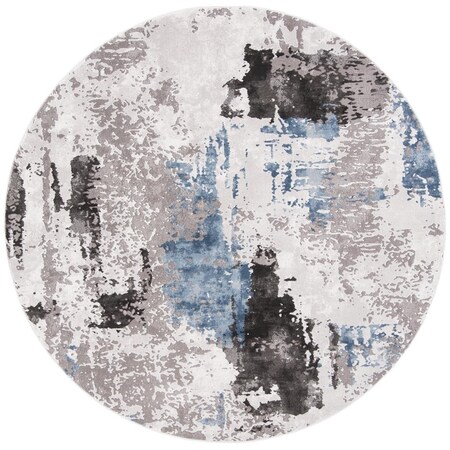 Safavieh 6 ft. 7 in. x 6 ft. 7 in. Craft Power Loomed Round Area Rug; Grey & Blue CFT820F-7R